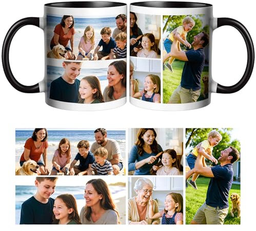Personalised Coffee Mug with Photo Custom Picture Logo Mug Photo Collage Personalized with a 5 Photo Novelty Custom Gift for Family, Friends, Birthday