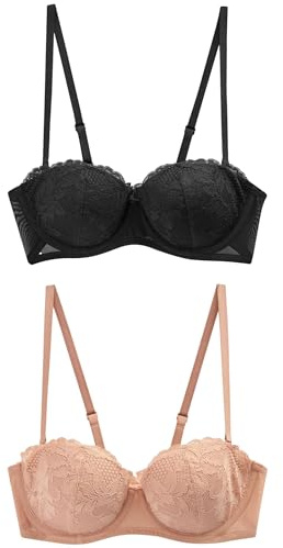 NEXT Damen Standard 2 leicht wattierte, trägerlose Multifunktions-BHS Schwarz/Praline Nude 85 B