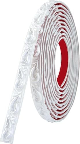 Zayejod White Molding Trim Self Adhesive,Peel and Stick Wall Ceiling Decorative Trim,3D Wallpaper Border,Tile Trims and Edgings,Sticky Wall Lines for Mirror Edge,TV Background(6M,2CM)