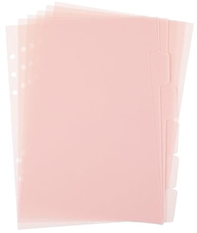 6 Stück A5 Register Trennblätter A5 Ringbuch Trennblätter 6 Löcher Transparent Ordner Trennblätter für ordner Loseblatt Notizbuch Personal Organizer Ringbucheinlagen,Rosa