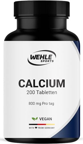 Calcium Tabletten hochdosiert – 200 Tabletten – 800 mg pro Tag | Calziumtabletten – vegan, produziert in Deutschland, laborgeprüft