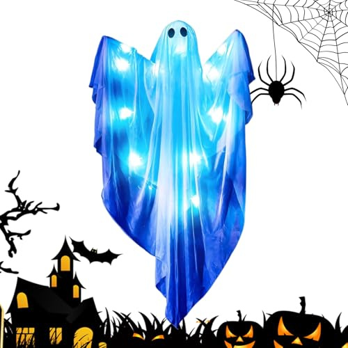 Huayeex Geist Halloween Deko,Beleuchtete LED Figur,Leuchtende Figur Süß Gruselig Mit Sound Für Innen Außen Haus Fenster Terrassentür Nacht Party | Haus Fenster Tür Nacht Party Dekoration