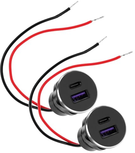 QWORK® USB C Steckdose PD3.0 30W & QC3.0 18W, Vollaluminium, 2er-Set für 12V/24V Camper, Auto, Boot & LKW,