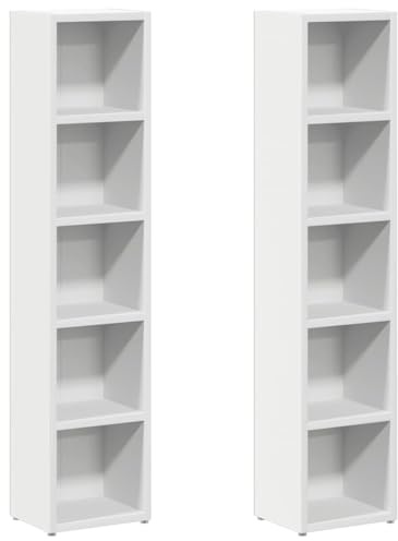 ZIRLANLV Porta CD, Set di 2, Porta CD, Organizer Multimediale, Pannelli in Derivati ​​del Legno - 21x16x93,5 cm, Vetrina con Scomparto, Mobile Portaoggetti per Soggiorno (Bianca)