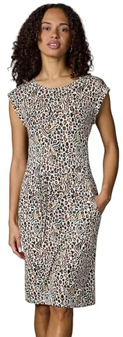 Ragwear Damen bequemes Sommerkleid Kurzarm Midikleid Gemustert mit Stoffgürtel Taggien Print YOUMODO XS-3XL