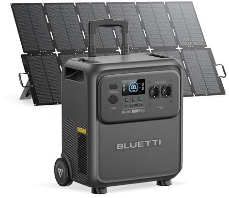 BLUETTI Elite 400 Powerstation mit 500W Solarpanel, 3840Wh LiFePO4 Batterie mit 2600W AC Ausgängen (3900W Power Lifting), Notstrom Akku mit hoher Kapazität und Rollen für Zuhause, Wohnmobile, Notstrom