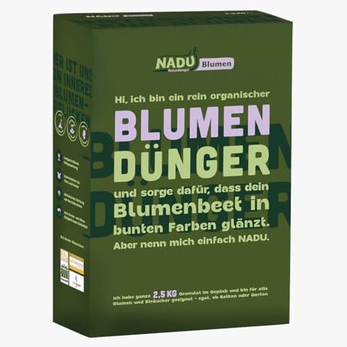 NADU organischer Blumendünger für alle Blumen – 100% natürlich, Langzeitwirkung für prächtige Blüten und gesundes Wachstum, haustierfreundlich, Made in Germany (2,5kg, Granulat (2,5kg))