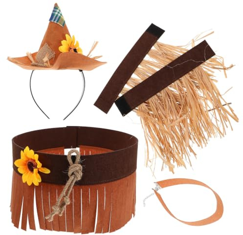 Garneck Sombrero de Paja de Espantapájaros de Fieltro para Fiesta de Halloween Diadema Suave y Cómoda, Accesorio Versátil para Disfraces Temáticos