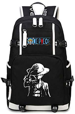 WANHONGYUE One Piece Monkey D Luffy Anime Backpack Schüler Schultasche Laptop Rucksäcke Freizeittasche Daypack Schwarz-13