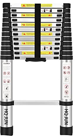 Telescopic Ladders，EN131Standards Multi-Purpose Folding Aluminum Extension Ladder(12.5Ft/3.8M)
