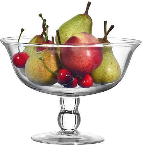 SOLAVIA Clear Glass Footed Dessert Bowl D20.5 x H14cm ULA Trifle Bowl, 1L Serve Bowl