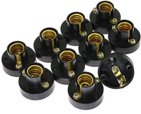 RuiLing 10 Stück E12 Mini Kunststoff Lampenfassung Lampenfassung Perlen Lampenfassung Schraube Lampenfassung Schwarz Lampenhalter Beleuchtung Studenten Experiment Zubehör