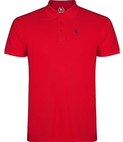 S&C - Polo Uomo Manica Corta 100% Cotone, Tinta Unita, Stile Casual, 3 Bottoni, Design Spagnolo, Tessuto Pique, Regular Fit, Consultare la Taglia, Rosso, 3XL