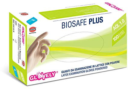 Guanti Monouso in Lattice con Polvere Bianco BIOSAFE PLUS (100 pz.) - Taglia XS