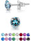 DTPsilver - * PETITES * Boucles d'oreilles/Clous en Argent Fin 925 et Cristaux de Swarovski® Elements Ronds - Diamètre: 5 mm - Couleur: Aigue-Marine