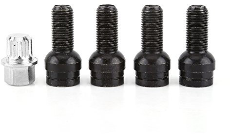 Dadi per bulloni ruota 4 pezzi M14 x 1,5 mm, serrature di sicurezza Dadi per bulloni per ruota fissati, bullone in acciaio nero con chiave di bloccaggio, kit bullone ruota +dado