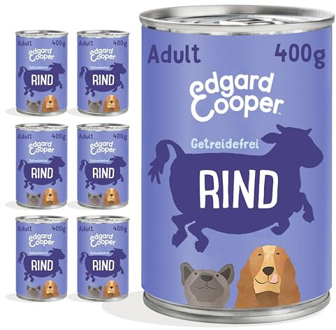 Edgard & Cooper Nassfutter für Hunde (Rind with Rote bete, Brokkoli, Birne 400g x 6), Getreidefrei, natürliche Zutaten und frisches Fleisch, voller essentieller Aminosäuren