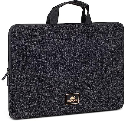 Rivacase Laptoptasche bis 15,6 Zoll - wasserdichte und ultraleichte Notebooktasche - kompakte Dokumententasche für Damen und Herren - Aktentasche für Laptops / (Schwarz)