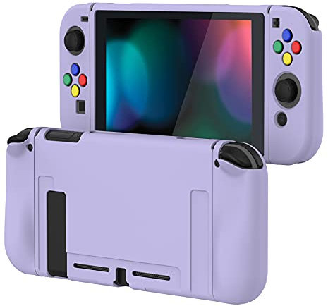 PlayVital Cover Protettiva Custodia per Nintendo Switch Copertura Morbida TPU Case per NS Switch Joycon Console con Copri Tasti ABXY Direzionali Colorati-Lilla