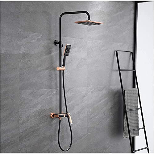 CHLDDHC Colonne de Douche à Montage Mural en Or Rose et Noir avec pommeau de Douche, Douche à Main, mitigeur de Salle de Bain