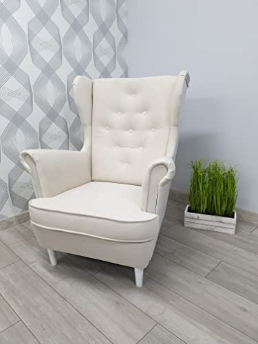 MartHome Einzelsofa Loungesessel Wohnzimmersessel, Stoffsessel - Relax Sessel TV Ohrensessel, Bequemer Loungesessel Wohnzimmer - Skandinavischer Sessel (Creme C01)