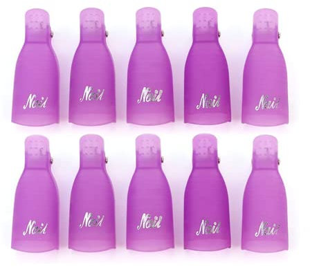 FUYEE Clips à Dissolvant de Vernis à Ongles, Acrylique Clips à Ongles Outil Dissolvant Tremper Capuchons des Clip pour Retirer le Vernis Gel, 10PCS (Violet)