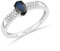 MIORE Schmuck Damen 0.10 Ct Diamant Verlobungsring mit Edelstein Geburtsstein natürlicher ovaler blauer Saphir und 26 Diamanten Brillanten dreireihiger Diamantring aus Weißgold 9 Karat (375) Gold