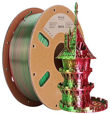 ERYONE Dual Zweifarbig PLA Filament 1.75mm, 3D Drucker Filament 1kg Spule +/- 0,03 mm, Rote und Grüne Seide