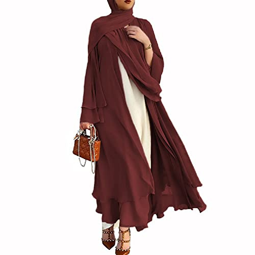 Frauen Muslimisches Gebet Chiffon Offenes Kleid Abaya Dubai Türkei Islam Kaftan islamischer Ramadan Eid Mubarak Frauen Robe