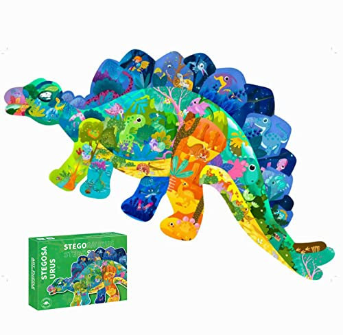 Stegosaurus Kinderpuzzle 80 Teile Puzzles für Kinder im Alter von 4 5 6 7 8 9 10 Jahren, Lernspielzeug Geschenk Puzzles für Kinder im Alter von 8–10 Jahren für Jungen und Mädchen