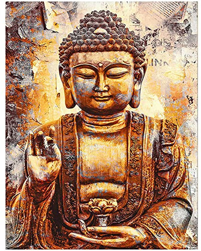 DCIDBEI 40 x 50 cm | Quadratisch Diamond Painting Square,5D DIY Diamant malerei set für Erwachsene, Leinwand Diamant Kunst Handwerk für die Wanddekoration zu Hause-Alter Zerstörter Goldener Buddha