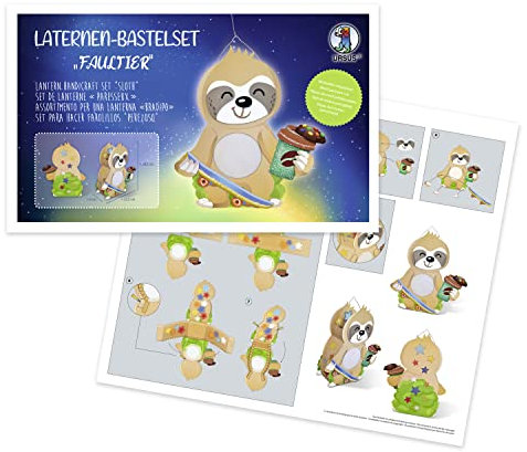 Ursus 187400003F - Laternen-Bastelset Faultier, Komplett-Set zum Selber-Basteln einer Laterne, inkl. Anleitung, ideal für Festumzüge oder als herbstliche Dekoration, Mittel