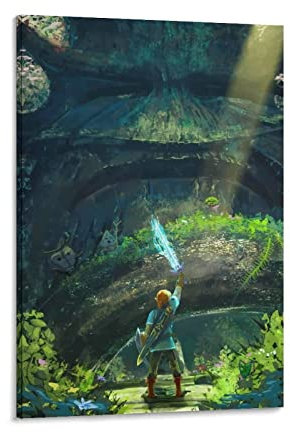 Enartly Bild Auf Leinwand Die Legende von Zelda Breath of The Wild Print Bildergemälde für Wohnzimmer Schlafzimmer Dekoration 50x70cm Kein Rahmen