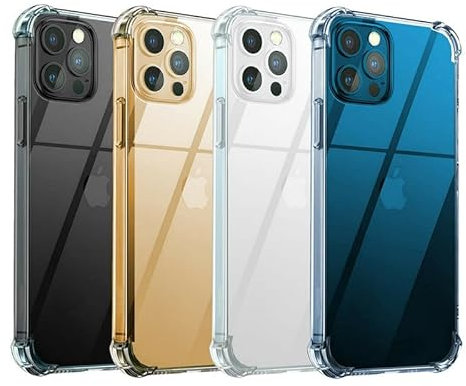 GT Clear Gel Silicone ShockProof Case For Apple iPhone Flexible Transparent Shock-Absorbing Cover (Clear, iPhone 12 Mini)