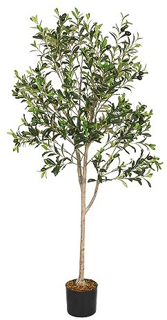 Azoco Olivo Artificial de 5 pies, Planta de Olivo Artificial en Maceta de 5 pies de Alto, árbol de Olivo Falso con Ramas y Frutas realistas para decoración de Interiores en el hogar, Oficina, Sala de