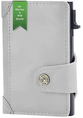 Venia Trade® | NEU | Slim Wallet | Herren Geldbörse | Mini Geldbeutel | Geldklammer | Kartenetui | RFID-Schutz | vegan | bis zu 10 Karten | Portemonnaie | extra dünn | Grau