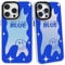 SharkProten Case for iPhone 13 Pro Max Phone Case Cover Holographic Laser Bling Kawaii Pattern TPU PC Shockproof Anti-Scratch Bumper Phone Shell for Women Girls Female Femininity 6.7 Inch Blue