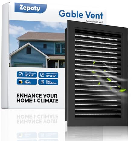 Zepoty 30,5 x 45,7 cm Aluminium-Legierung, rostfreie Giebel-Entlüftungsöffnungen für Schuppen, reduziert Innentemperatur, ideal für Wand, Dachboden, Schuppen – Lüftungsöffnung: 25,4 x 40,6 cm
