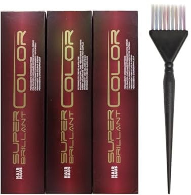 HAIR HAUS Super Brilliant Color Haarfarbe 3x 100ml + Färbepinsel spezial (7-00nn)