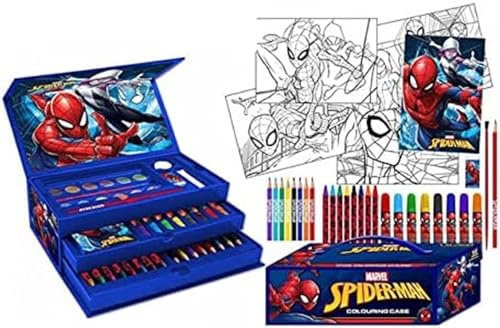 Marvel Amazing Spiderman Art Case Childrens Kids Colouring Case 43 Pieces Kids Painting Paints Art Case Toy