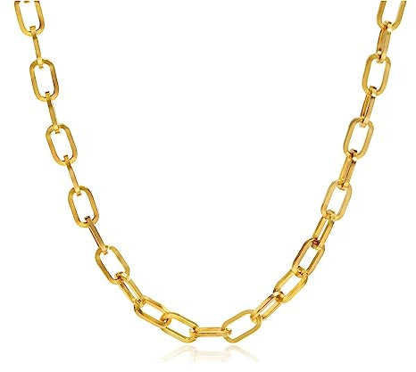 KunBead Gold Paperclip Chain Birthday Necklace Chunky Link Womens Necklace