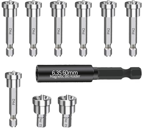 Magnetic Collar Positioning Screwdriver Bits, Hex Shank Strong Magnetic Screwdriver Bits, Anti-Slip Positioning Bit Batch Head for Power Screwdriver, Plasterboard Screw