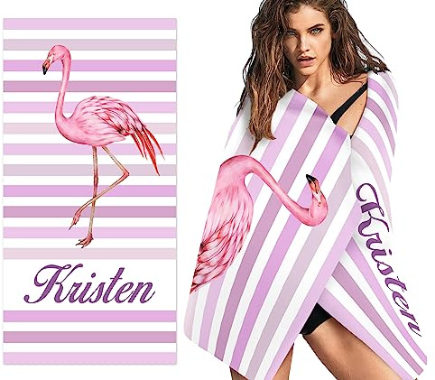 papasgix Badetuch mit Namen 76x152cm Mikrofaser Personalisiertes Strandtuch Leicht und Schnelltrocknend Saunatuch Badehandtuch Duschtuch für Reise, Strand, Sauna