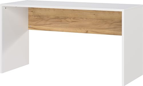 Germania Schreibtisch 6000-633 GW-HASSELT, in Weiß/Navarra-Eiche-Nb., mit Knieblende, FSC-Zertifiziert, 140 x 75 x 60 cm (BxHxT)