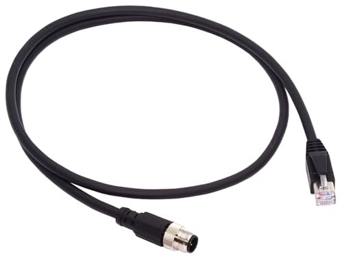 cablecc 4-poliger Stecker M12 Typ-D D-kodiert auf RJ45 Cat5e Stecker, LAN, Ethernet, Netzwerk, industrielle Anwendungen, IP67 Patchkabel