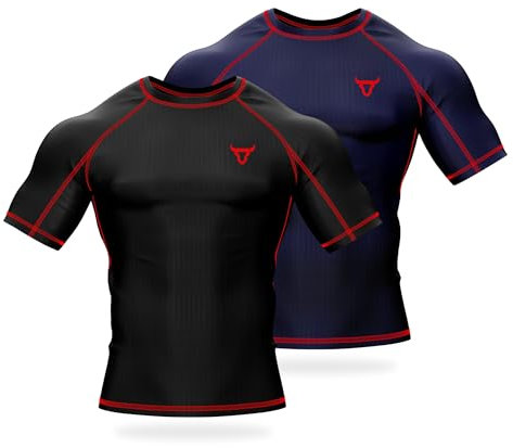 2 Pack Compression Tops Shirt for Men Short Sleeve Mens Running Top Quick Dry Gym Sports Fitness Workout Cycling Training Top