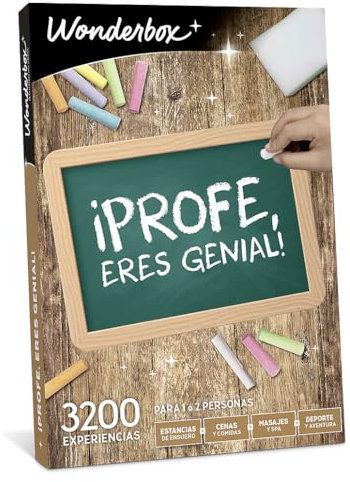 WONDERBOX - Caja Regalo - Profe Eres Genial - 1 Actividad a Elegir: Estancia, gastronomía, Actividad de Bienestar o de Aventura