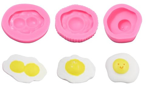 Stiesy Lot de 3 moules en silicone pour œufs pochés à double jaune d'œuf, moules à gâteaux, moules à œufs au plat pour la fabrication de biscuits au chocolat