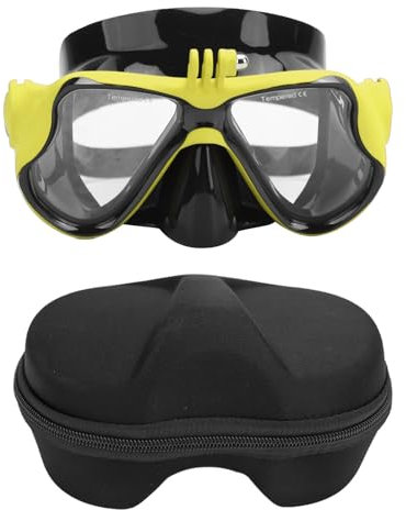 Gafas de Buceo con Cámara de Acción, Cubierta Facial para Buceo, Profesional Previene la Niebla Cubierta Facial de Buceo con Lente Templada con Soporte para Buceo, Snorkel, Apnea