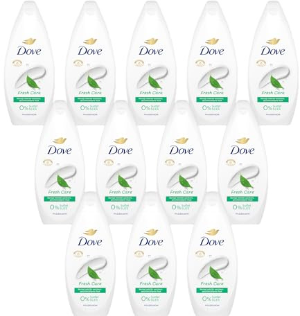 Dove Fresh Care - Gel de ducha (12 unidades, fórmula dermatológicamente probada para una piel más suave y flexible, 250 ml)